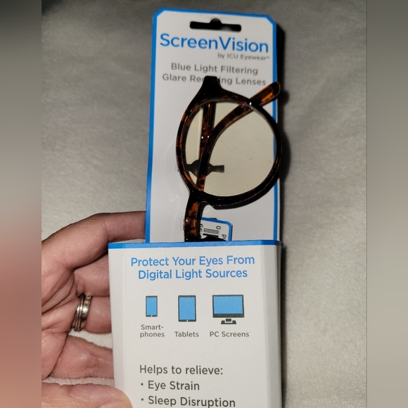 Screen Vision Blue Light Blocking Glasses Large Brown & Black Round Eye Glasses - Picture 3 of 7